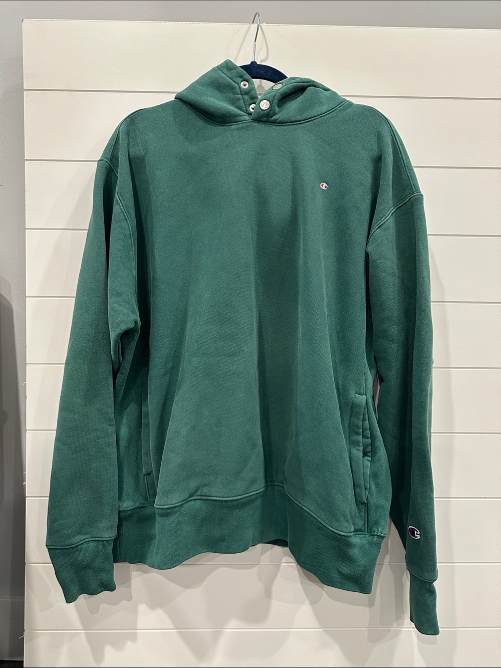 Champion Green Pullover Hoodie with Subtle Logo